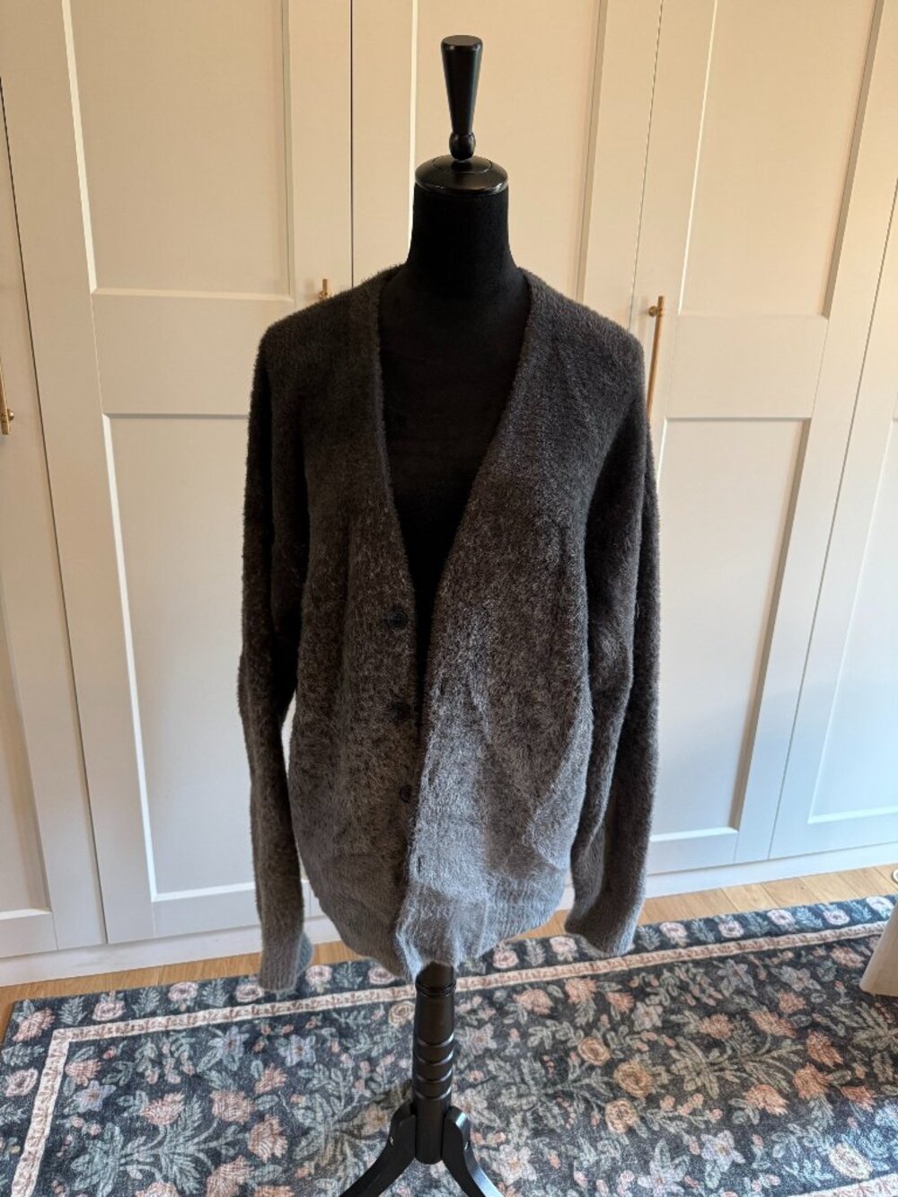 Nike Jordan Flight Essentials Fuzzy Cardigan - Charcoal Grey - Size Medium
